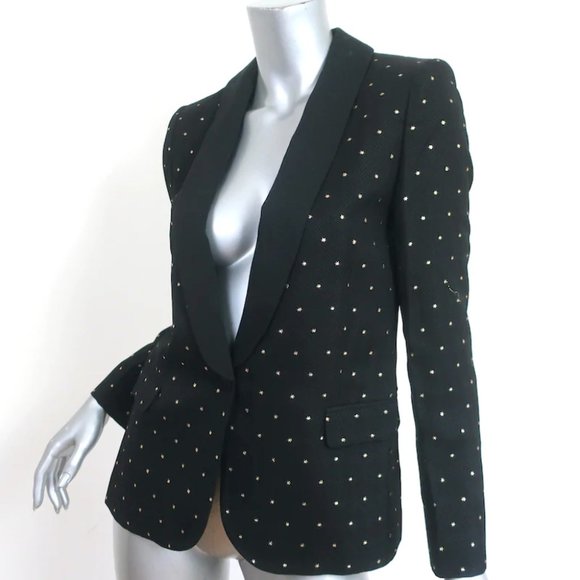 Zadig & Voltaire Vito Stars Blazer Black Size 36 One-Button Jacket - Picture 2 of 8